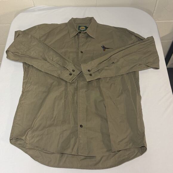 Cabela's Outdoor Gear Button Up Shirt Men's LT Long Sleeve Tan Pheasant Outdoor - Picture 1 of 10